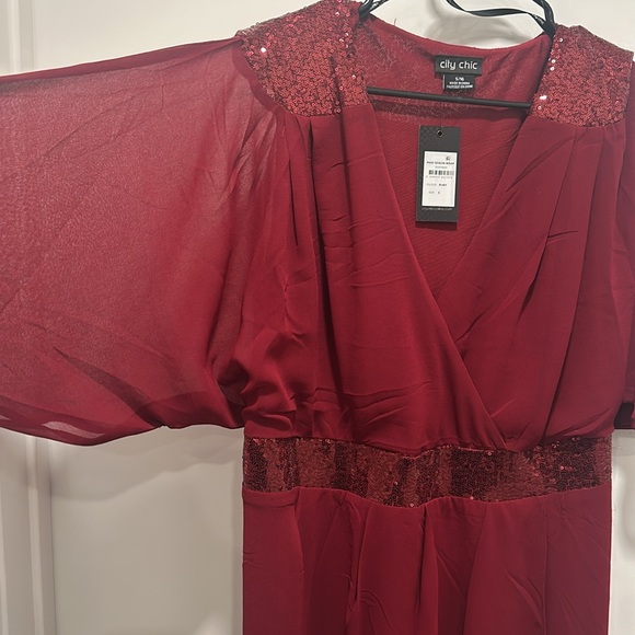 City chic maxi sequin wrap dress- 16-Ruby- NWT - Picture 3 of 9